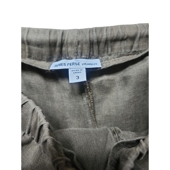 James Perse Lightweight Linen Pants Womens L Moss Green Boho Lagenlook Resort - Picture 2 of 7